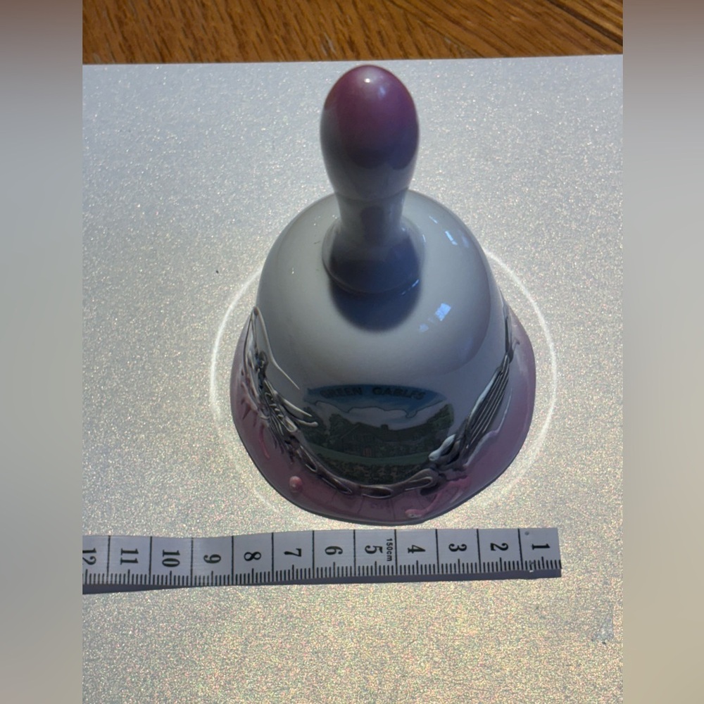 Vintage Pink and White Porcelain Green Gables Decorative Souvenir Bell - Picture 6 of 7
